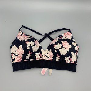 Black Floral Wireless Victoria's Secret PINK Bra